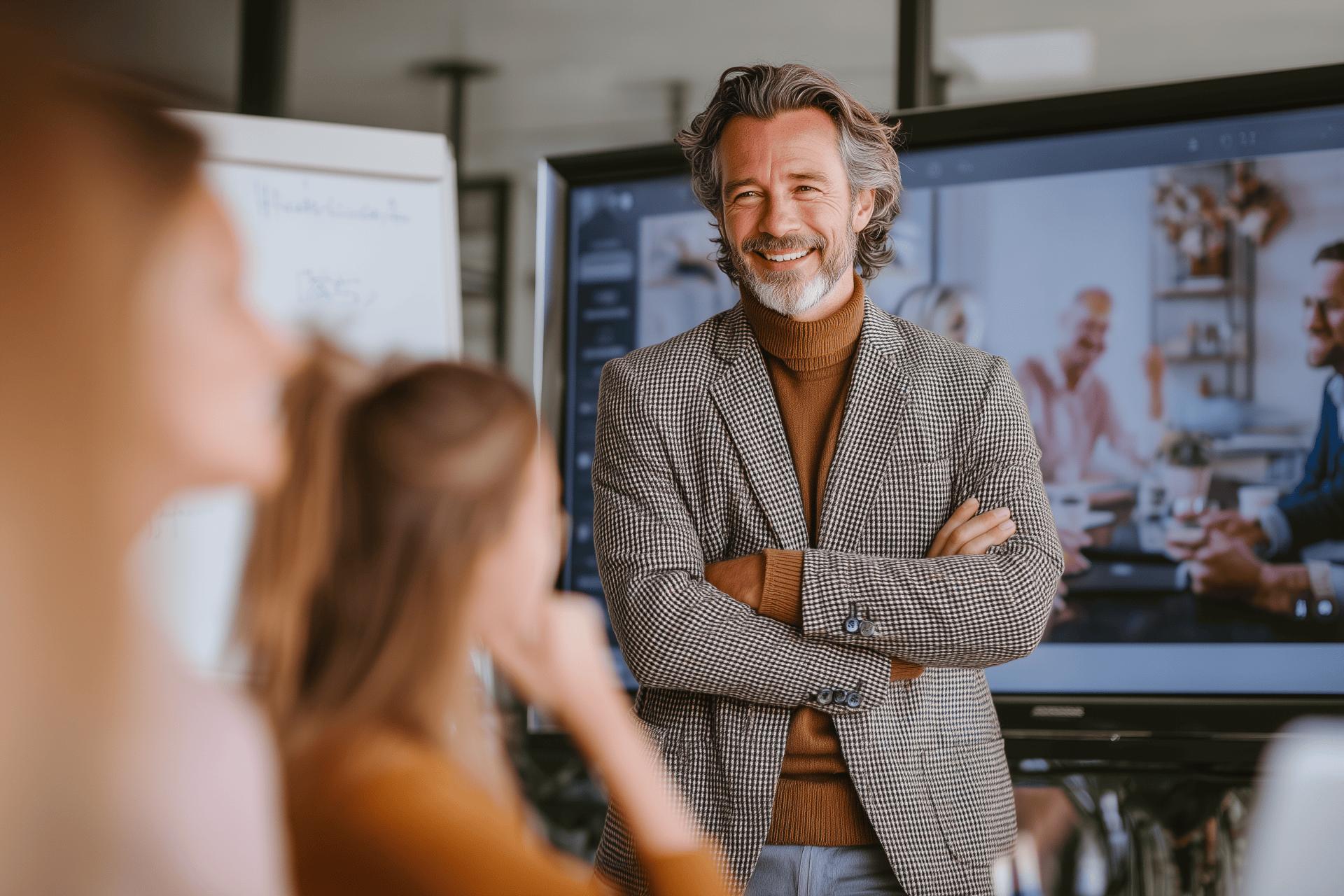 fiscfree_confident_Dutch_man_standing_next_to_a_screen_pr