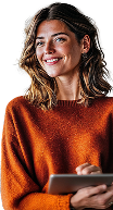vrouw oranje trui